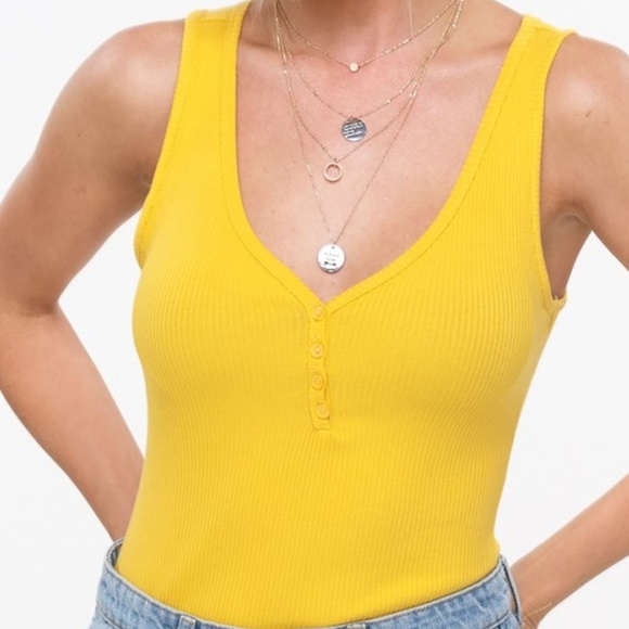 SOLD OUT / Yellow Basic Bodysuit - Picture 4 of 6